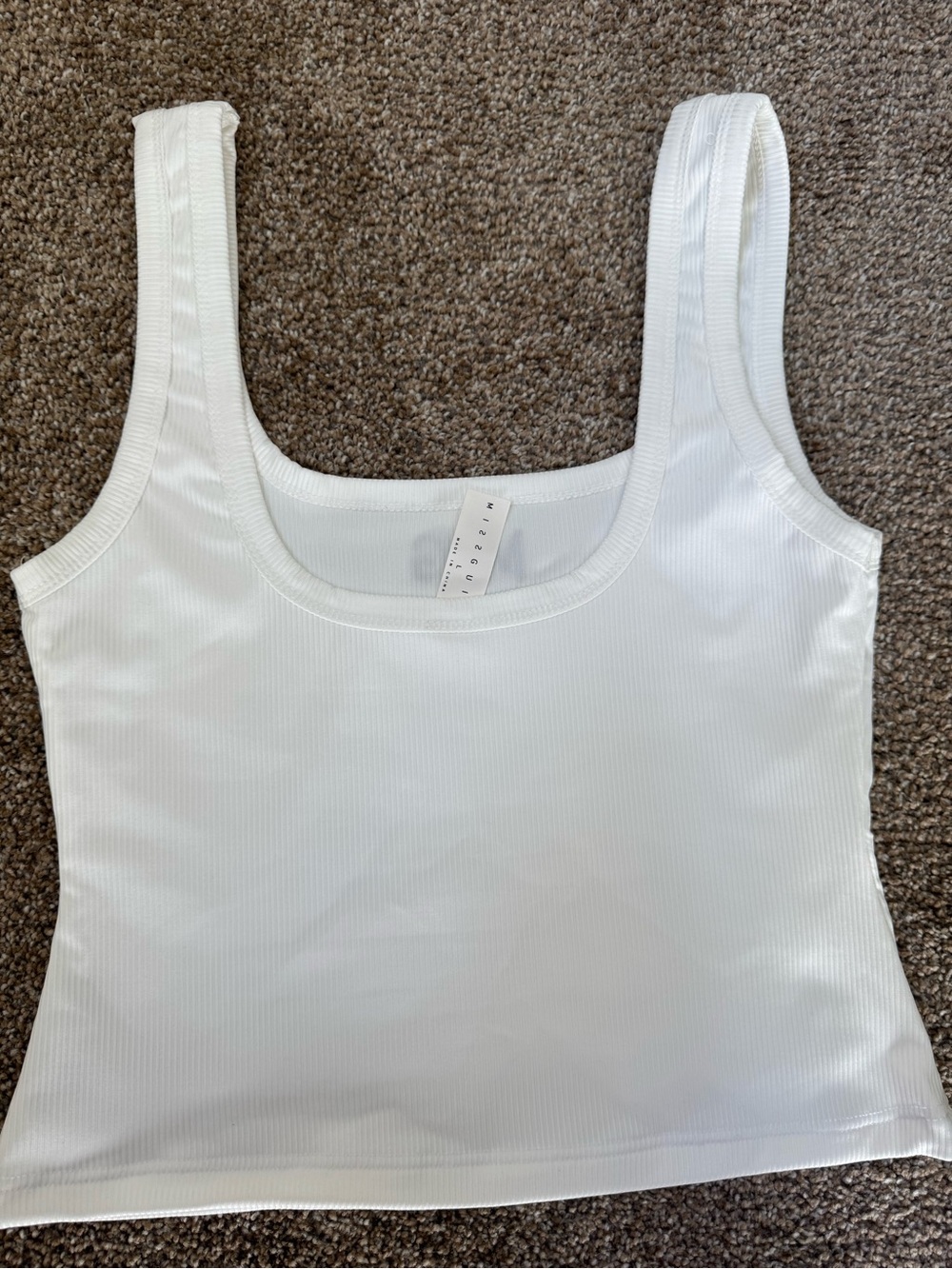 Missguided White Ribbed Logo Tank - Picture 3 of 7
